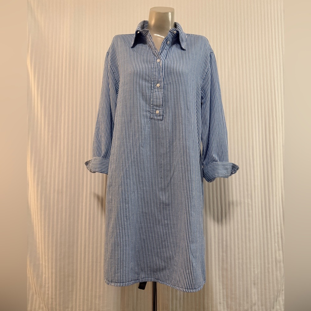 H&M Blue and White Striped Shirtdress